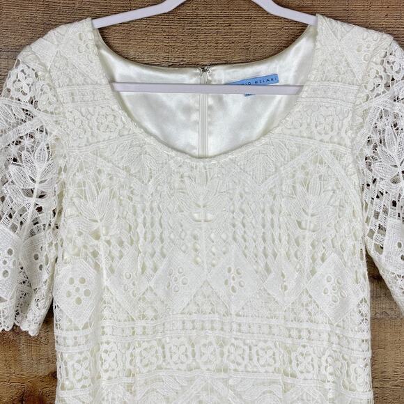 Antonio Melani Short Sleeve Lace Sheath Dress Ivory Size 8 - Picture 2 of 8